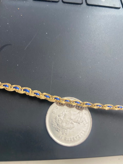 Royal blue and gold trim