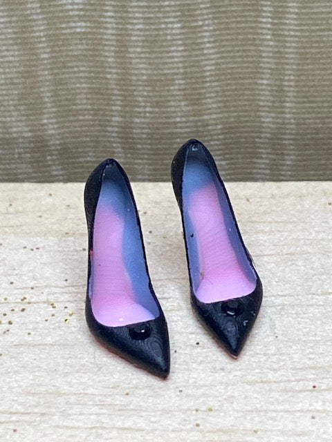 Black shoes with swarovski crystal