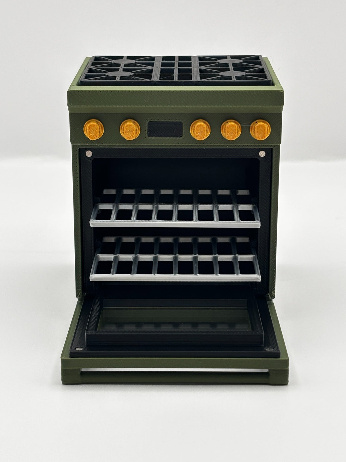 Olive green stove-3d printed REG PRICE $ 100 SALE