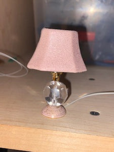 Handcrafted lamp working with pale pink shade