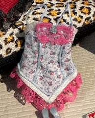 Bustier/Corset handcrafted and matching shoes plus accessory