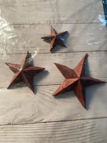 Set of 3 faux tin stars