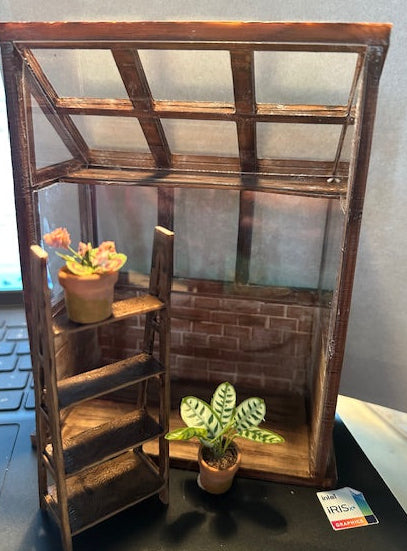 Miniature greenhouse with ladder