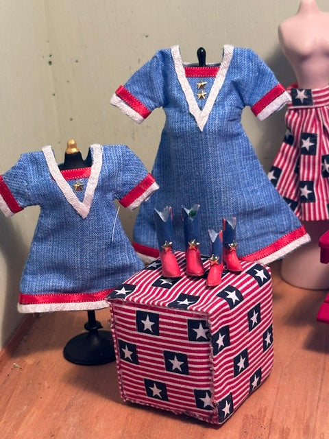 Mother and daughter dresses and boots