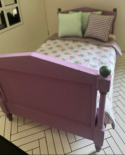 Handpainted bed with bedding