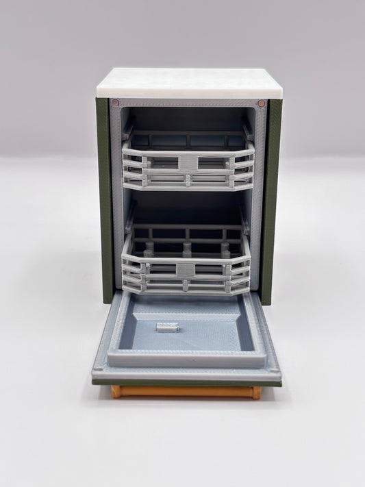 Dishwasher-3d  printed olive green with white counter