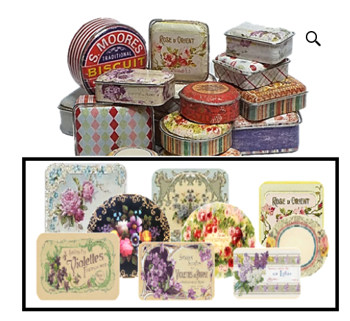 Set of 9 floral vintage tins kit
