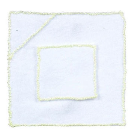 Swaddling blanket with yellow trim