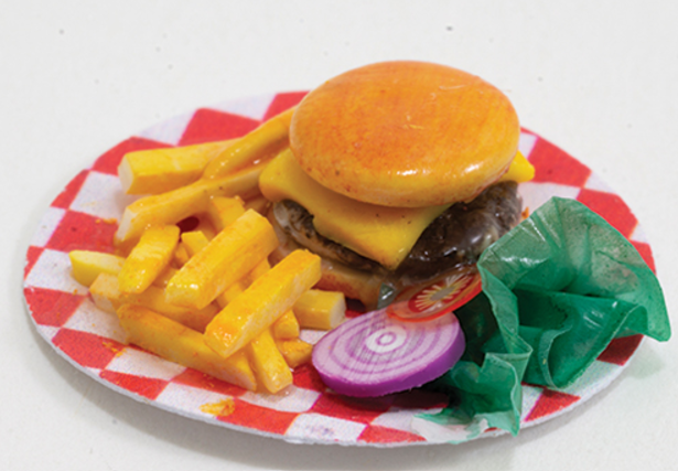 Hamburger and Fries on a plate