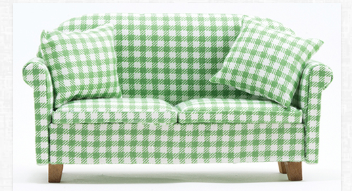 Green check couch