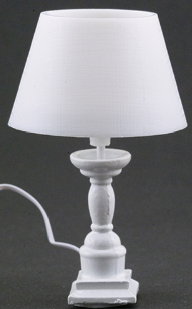 White lamp electric with replaceable bulb