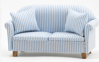 Sofa or couch-pale blue stripe