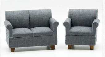 Grey 2 seater sofa/couch and chair set