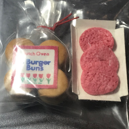 Hamburger bun and meat patties