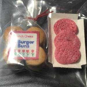 Hamburger bun and meat patties