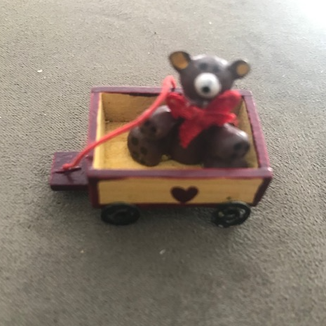 Teddy bear in wagon pull toy