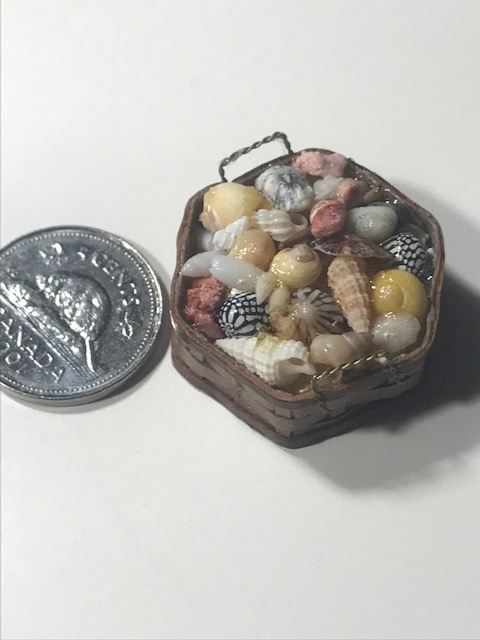 Handmade basket full of shells