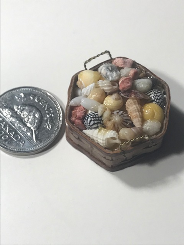 Handmade basket full of shells