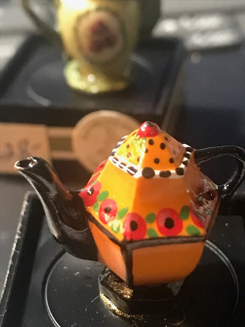 Assorted Mustard Seed Handpainted Teapots